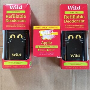Two Wild Toffee Apple Refillable Deodorant With Twin Pack Refill Aluminum Free